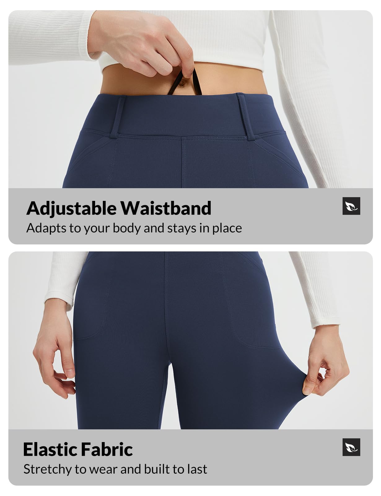 baleaf Legging thermique pour femme - Taille haute - Avec poches - Doublure en polaire - Pantalon de sport - Pour l'extérieur - Slim Fitness