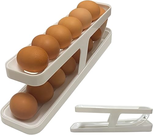 GANA Solutions Organizador de huevos, blanco, rectangular, polipropileno, capacidad para 14 huevos, refrigerador