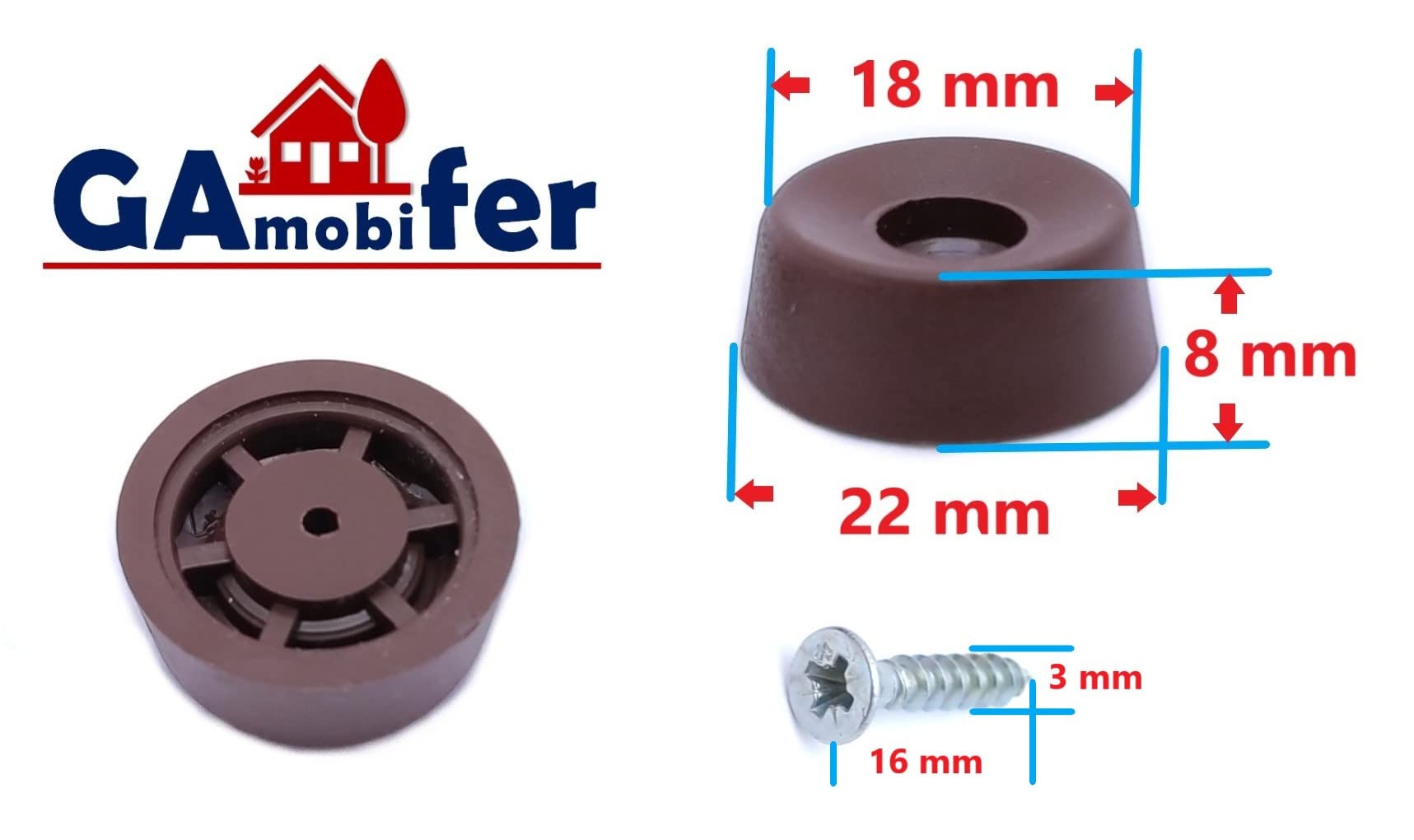Halfzachte rubberen antislipvoetjes voor stoel, tafel, snijplank, kist Halfzachte rubberen antislipvoetjes voor stoel, tafel, snijplank, kist