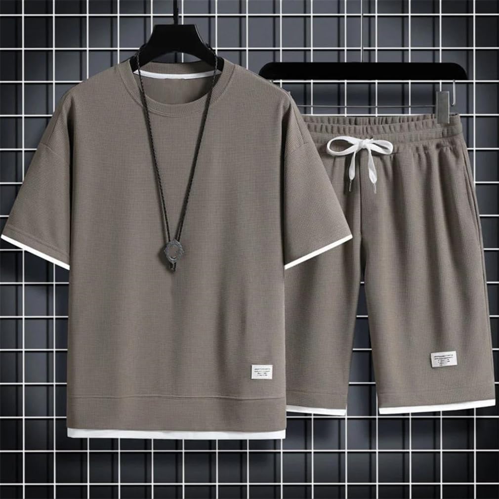Moda Uomo Tute 2 Pezzi Tuta Sportiva Casual Camicia Pantaloncini Set Morbido Tuta Per Gli Uomini Set