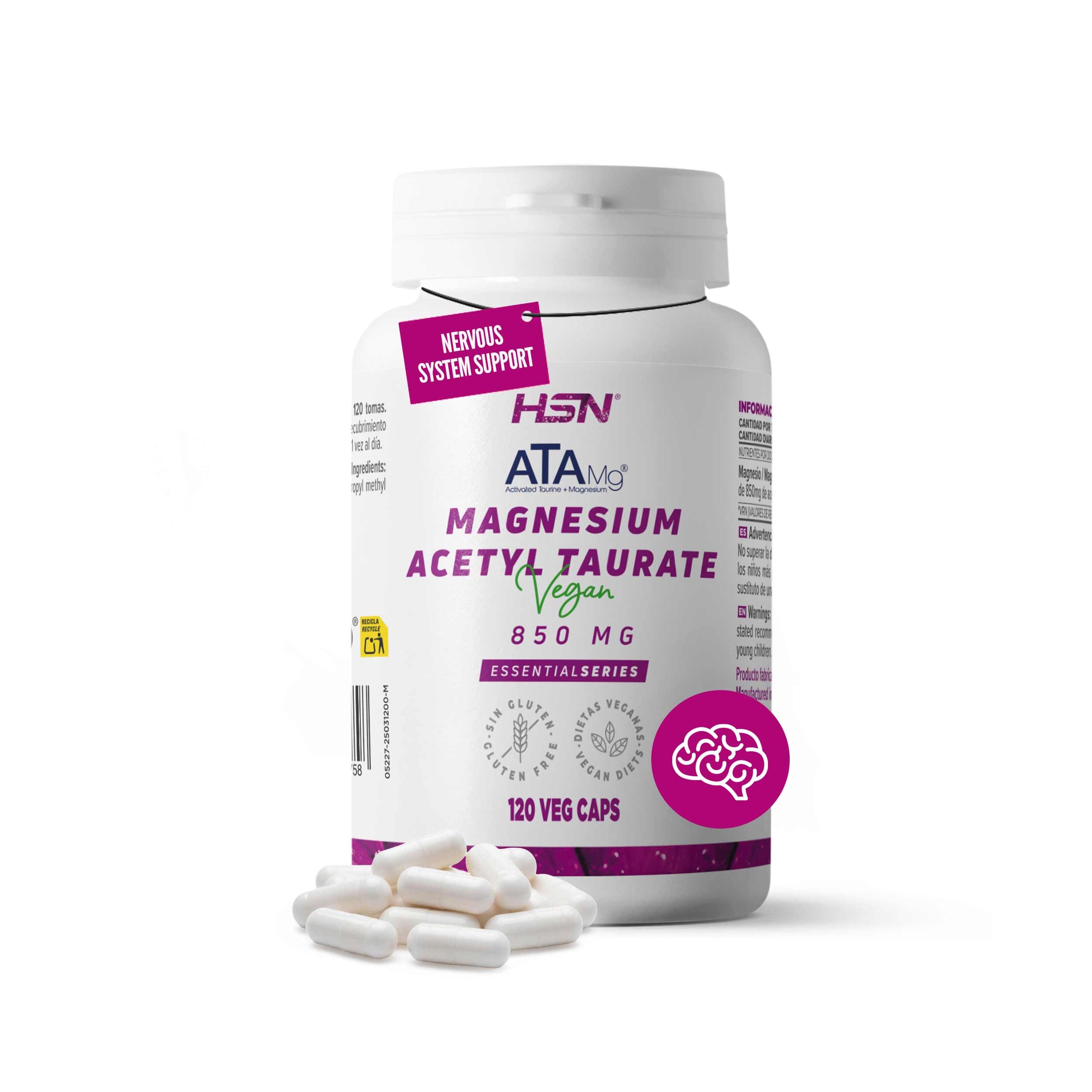 HSN Magnesium Taurat ATA Mg® 850 mg | 120 pflanzliche Kapseln | Magnesium-Acetyltaurinat mit hoher Bioverfügbarkeit | Clean Label – Ohne Zusatzstoffe | Vegan & glutenfrei