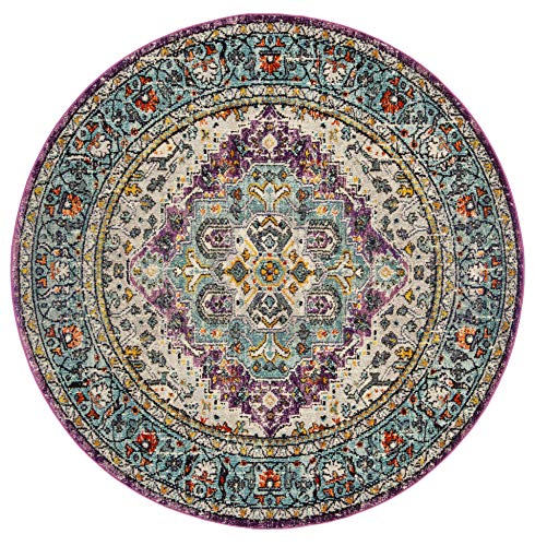Tapete decorativo redondo Boho 79 cm violeta azul miniatura 3