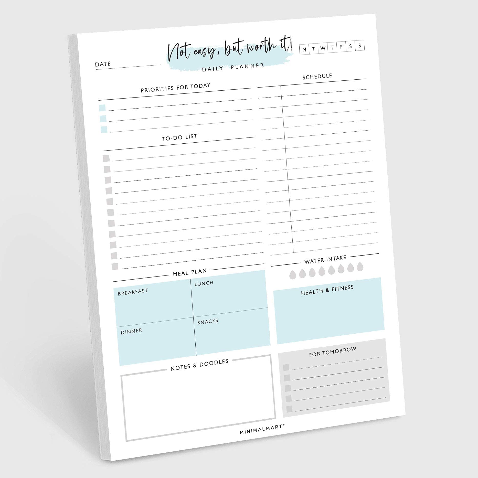 Minimalmart Daily Planner with 50 Undated 8.5 x 11 Tear-Off Sheets, Motivational Daily Vibrant Calendar, Organizer, Scheduler, Productivity Tracker,