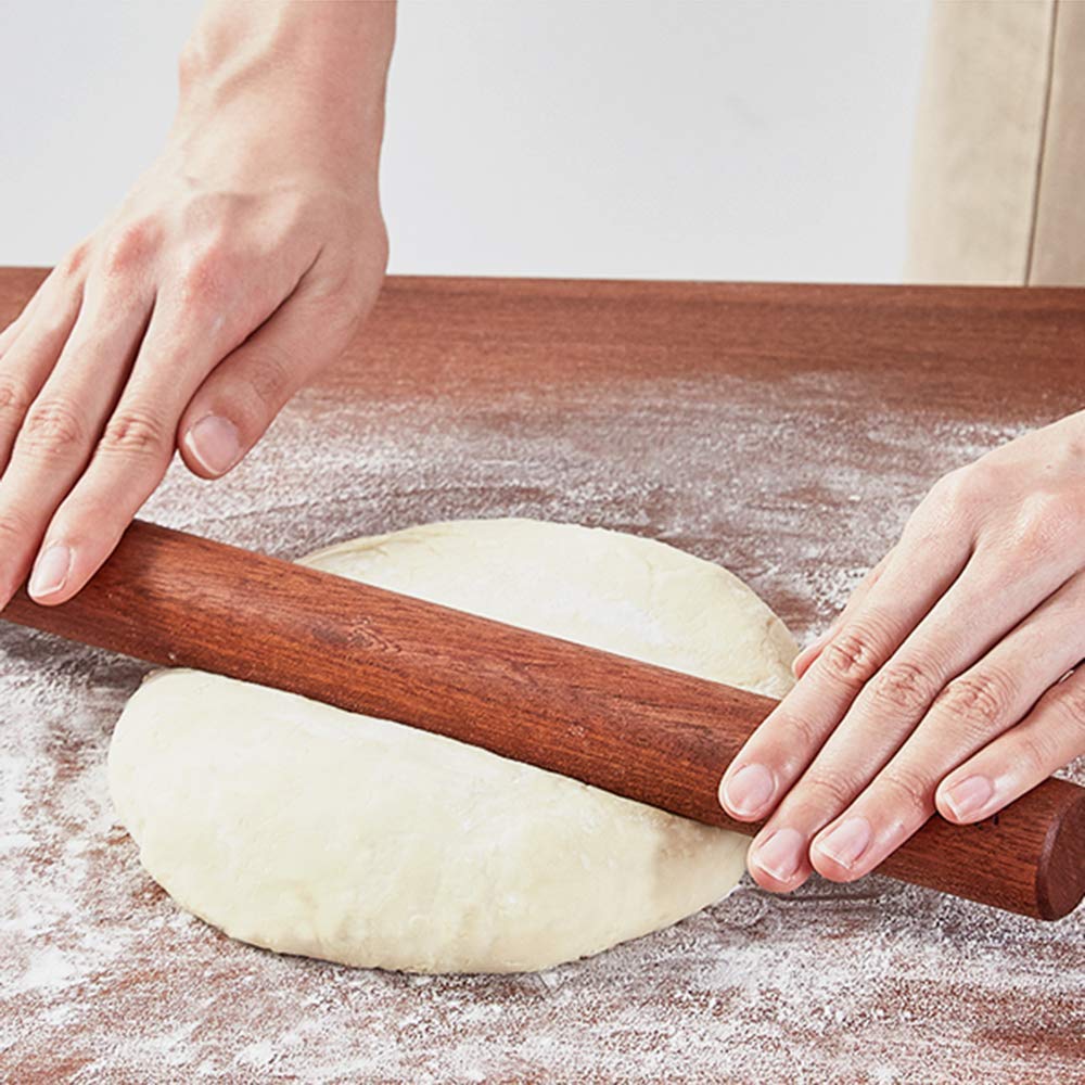 Mattarello Premium in Legno massello - Superficie Liscia e Non Rivestita per Biscotti, Pasta, Pasticceria, Snack, Pizza - 9,84 pollici/15,74 Pollici