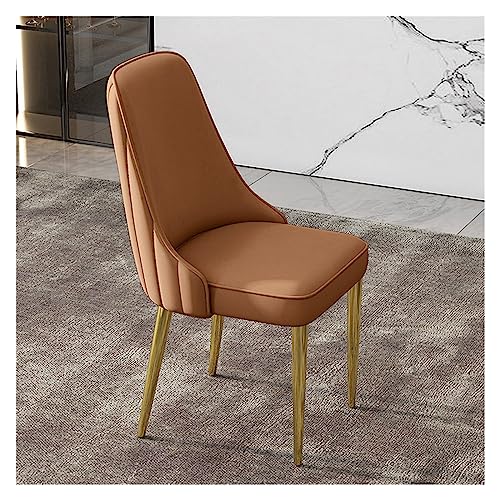 Sillas de Cocina de Cuero sintético Naranja de Mediados de Siglo con Patas de Metal Dorado - Silla Auxiliar de Comedor y Sala de Estar para el salón (marrón)