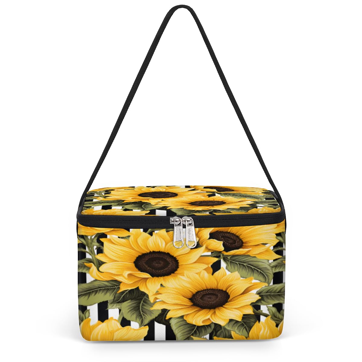 GzLeyigou Sunflower Floral Lunch Bags for Women Men 9 Cans, Hot & Cold Food Delivery Bag Insulated Grocery Bag Insulated Lunch Box Yellow Sunflowers Cooler Bag for Office Work Picnic Beach