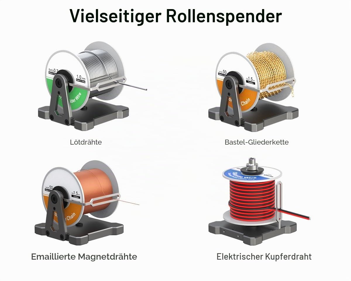 ElecGear Lötzinnhalter, Lötrollenständer, Lötzinnabroller, Elektrische Magnetdrahtspulen und Schnurkettenrollen, Aluminium Desktop und Wandhalterung für PCB-Lötarbeiten