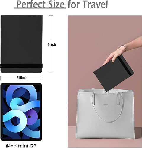 Miniatura 7 de Espejo de maquillaje de viaje iluminado, espejo cosmético de tocador de piel sintética con luces, batería recargable de 1500 mAh, 3 modos de luz de