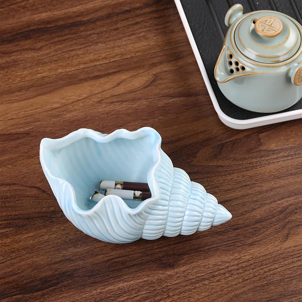 GVILTY Poschetti per Sigarette in Ceramica per All'aperto al Chiuso, Tavolo da Tavolo da Posacenere a Forma di Conchiglia per Sigarette, Tavolo Decorativo Posacenere Top Yellow