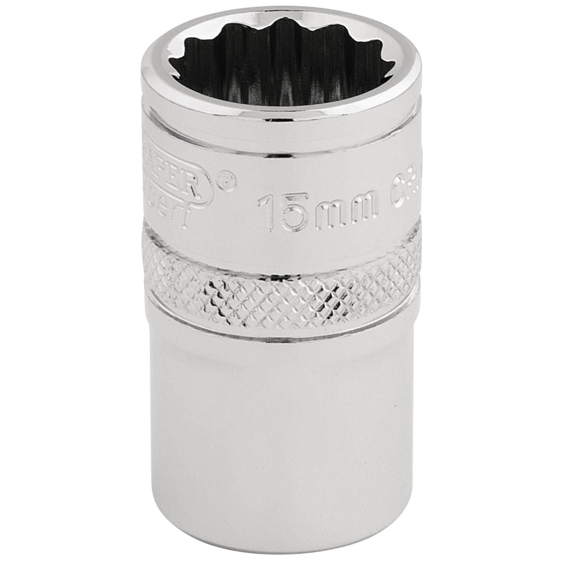 Draper 33136 1/2" Square Drive 12 Point Socket, 15mm Size , Blue