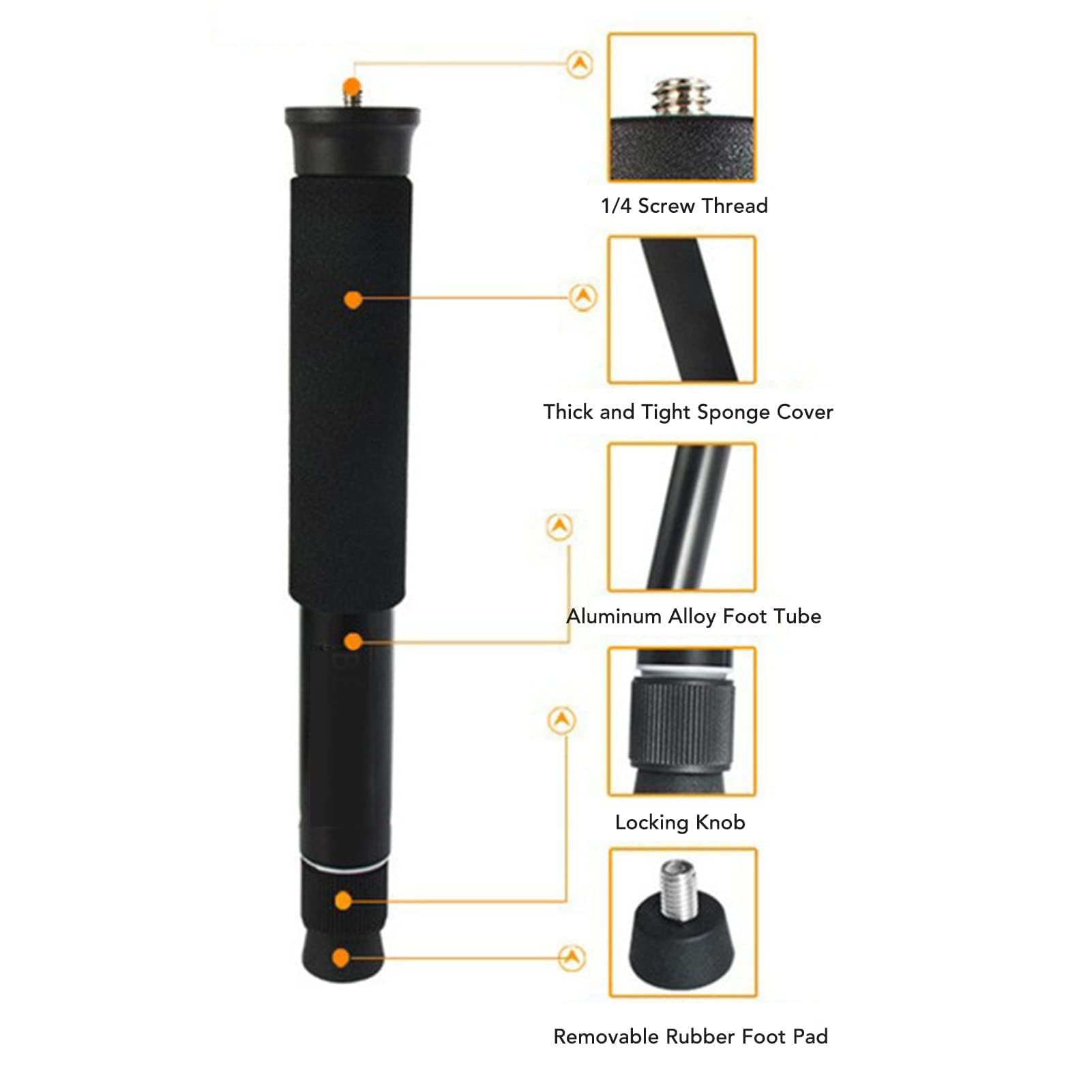Monopode pour Appareil Photo 8 Sections, Perche à Selfie, Bâton De Randonnée en Alliage D'aluminium, Monopode Léger De Voyage pour Appareil Photo Reflex Numérique Portable