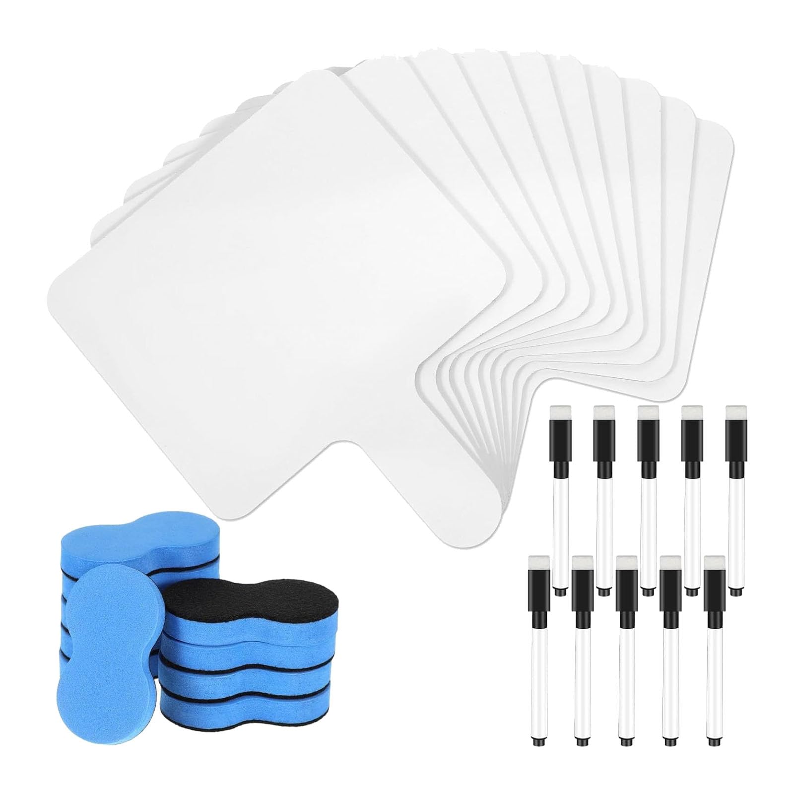 10-teiliges doppelseitiges Whiteboard Set mit rutschfestem