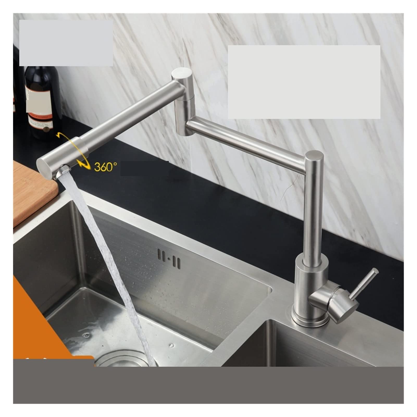 Grifo plegable POT FILLER FAUCET304 Acero inoxidable cepillado Un solo lavabo frío Rotación plegable de 360 ​​grados FLAKE GRACIA DE COCINA Grifo de cocina de pared