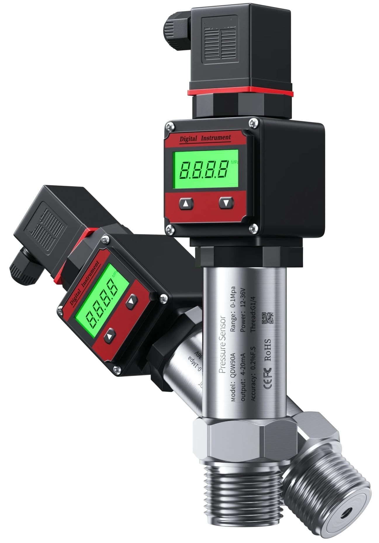 Affichage G1/4 "capteur transmetteur de pression 4-20ma 0-10V transducteur de pression transmetteur de capteur rs485(Black,0-0.2bar)
