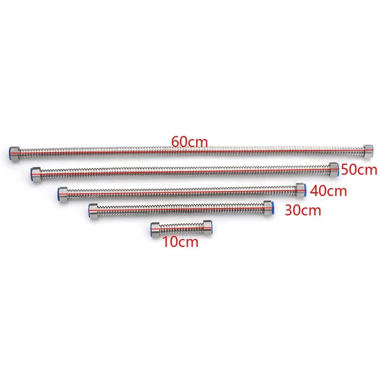 Manguera de ducha flexible de acero inoxidable, 2 unidades, tubo corrugado de metal corrugado de 50 cm, conector de fontanería extensible para calentador de agua, accesorios de ducha para el hogar
