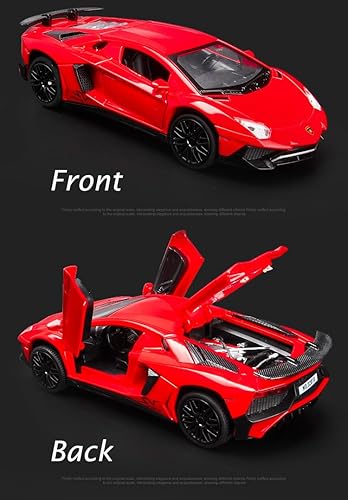 Miniatura 6 de Vehículos de juguete modelo Red Aventador Pull Back Diecast con luz y sonido