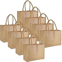 8 Pack Large Burlap Jute Tote Bag, Reusable Shopping Bags with handles, Wedding Welcome Bags Jute Gift Totes Grocery Handbags for DIY Crafts Wedding Bridesmaid (40 * 32 * 15cm）