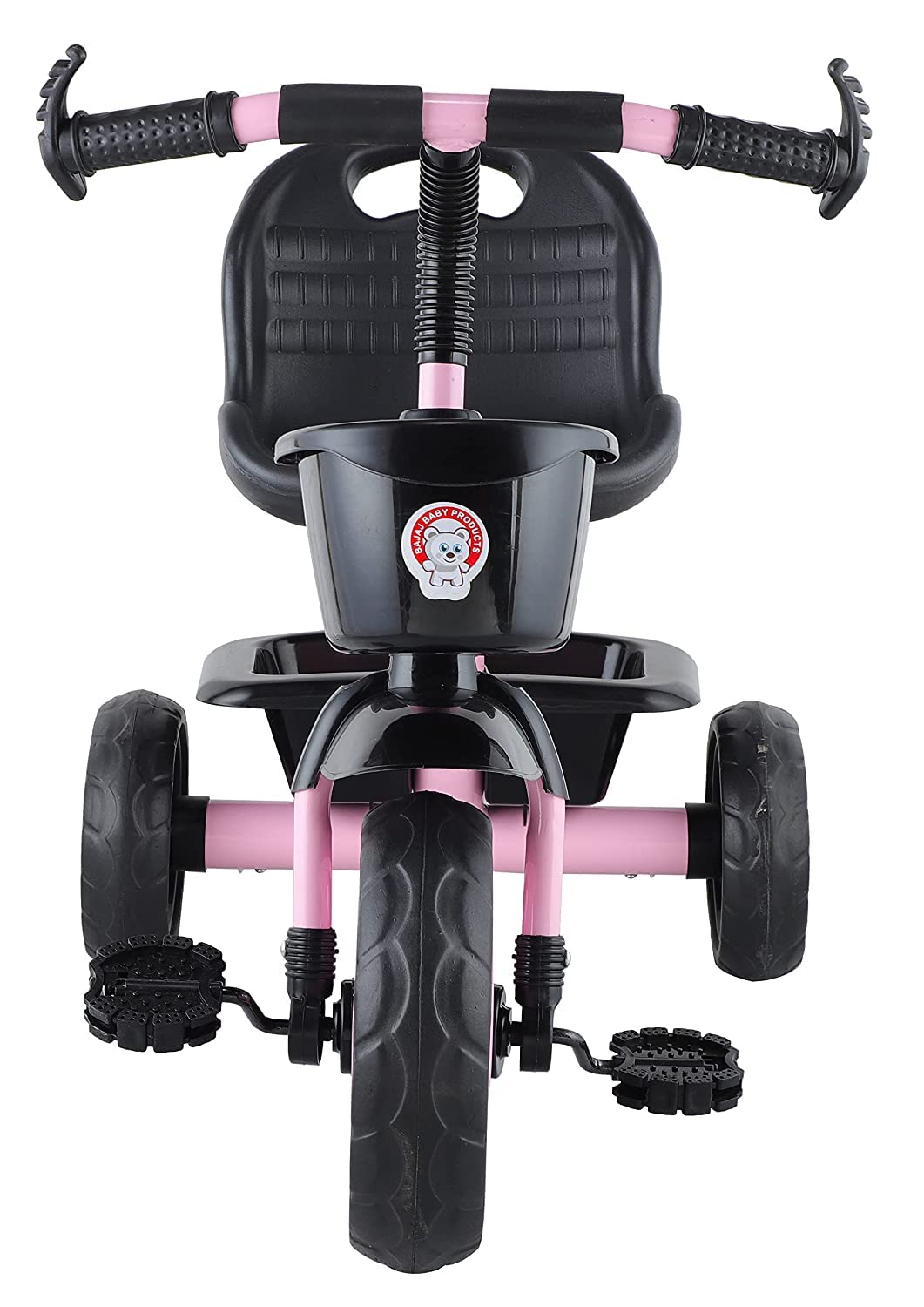 JoyRide Stylish Sports Trike Push & Plug Baby Trike| Tricycle with Dual Storage Basket for Kids| Boys| Girls Age Group 2 to 5 Years (Pink)