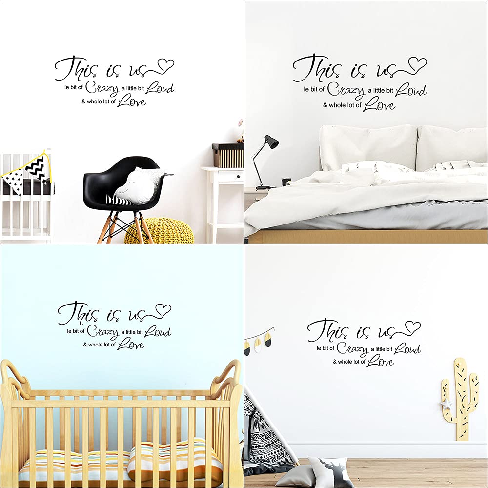 This is Us Crazy Loud Love Adesivo Murale con Citazione Ispiratrice Della Famiglia con Scritte Artistiche Che Dicono Decorazioni per Casa per Camera da Letto Soggiorno Ufficio