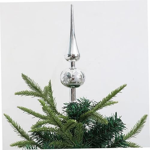 Miniatura 6 de BESTOYARD 15 piezas de árbol de Navidad, estrella de árbol de Navidad, decoración de árbol de Navidad plateada, decoración de metal, diseño de bola