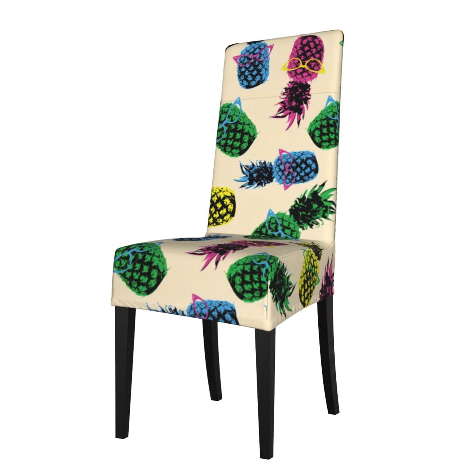 YYHHAOFA Retro Pineapple Prints Dining Chair Throws - Stretchable Polyester-Spandex Slipcovers for Refreshing Your Dining Room Decor