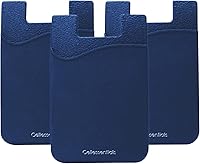 Cellessentials Silicone Stick-On Cell Phone Wallet - Navy 3-Pack | Strong CellTek Bond Adhesive for Glass iPhones & Androids