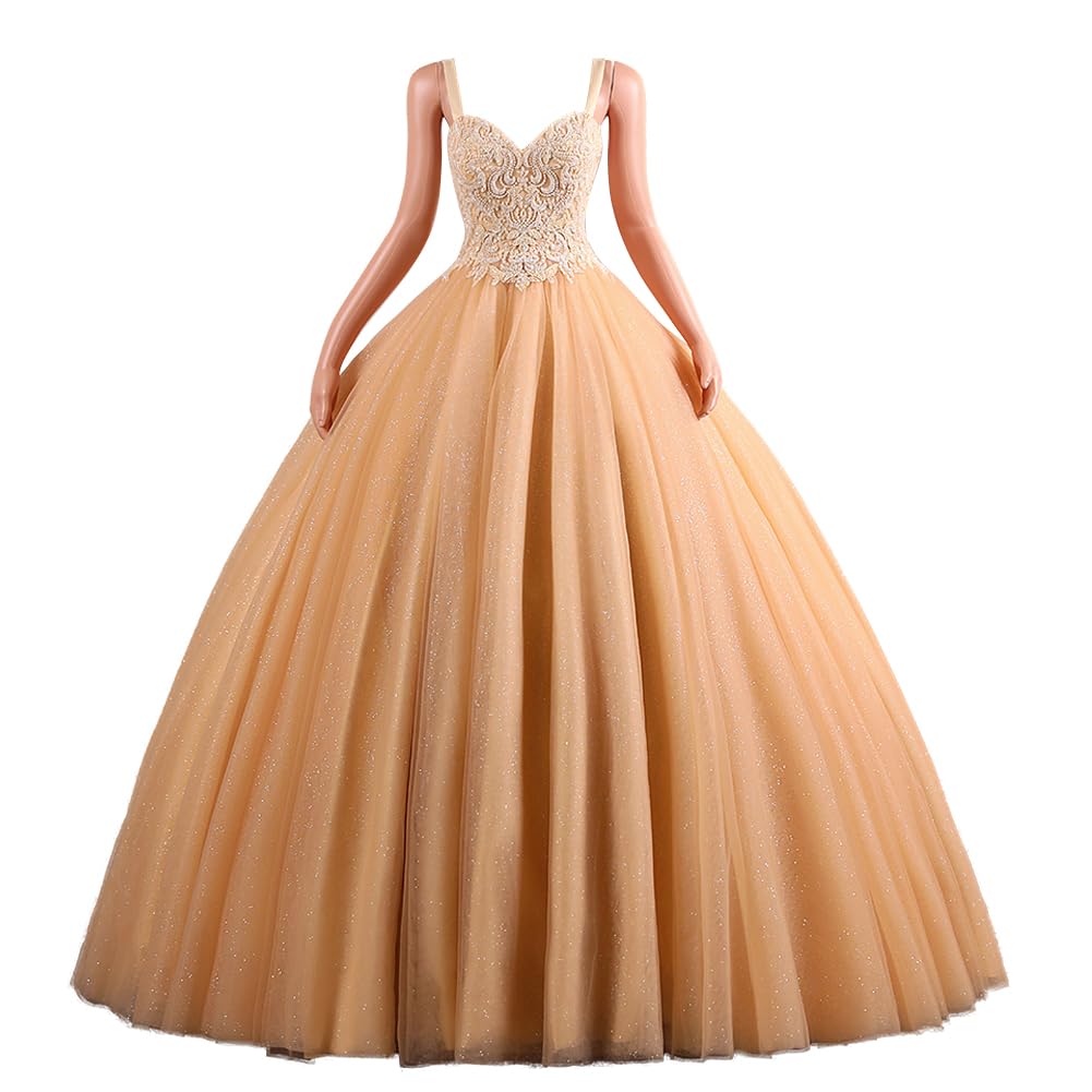 DatangepWomen's Lace up Ball Gown Long Quinceanera Dress with Pleated Straps