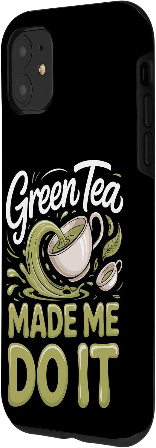 Green Tea Made Me Do It Matcha Tea Lover Pun Case for iPhone 11 image 2