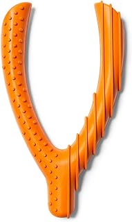 Rubber Teething Aid Occupy Wishbone Dog Toy - Bright Orange