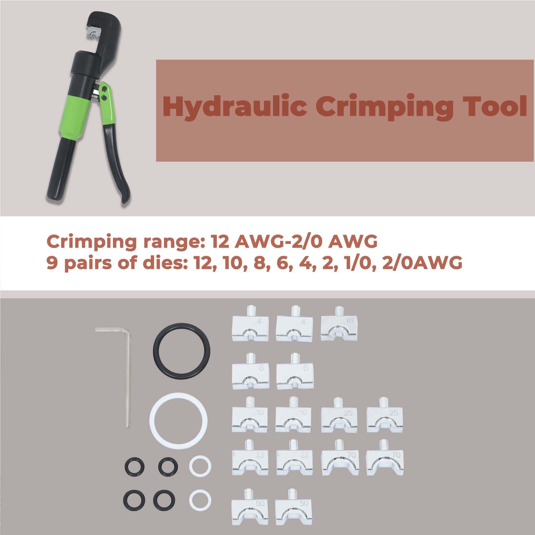 1 herramienta de crimpado hidráulico YQK-70 para cables de soldadura, cables eléctricos y cables de alimentación