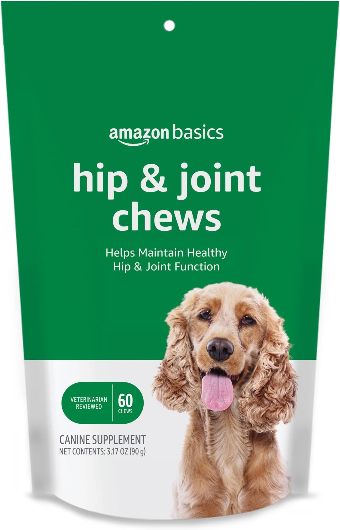 Dog Hip & Joint Daily Supplement Chews with Glucosamine, MSM, and Vitamin C, Duck Flavored, 60 Count (Previously Solimo)