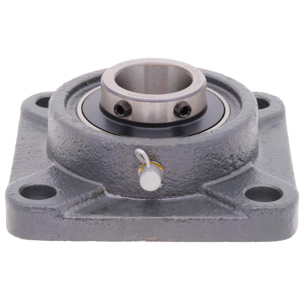 [1-Pack] UCF207-20 - Premium 4-Bolt Flange Bearing with Cast Iron Housing including Ball Bearing Insert 1-1/4 in Bore Diameter - UC207-20 Bearing & F207 Housing