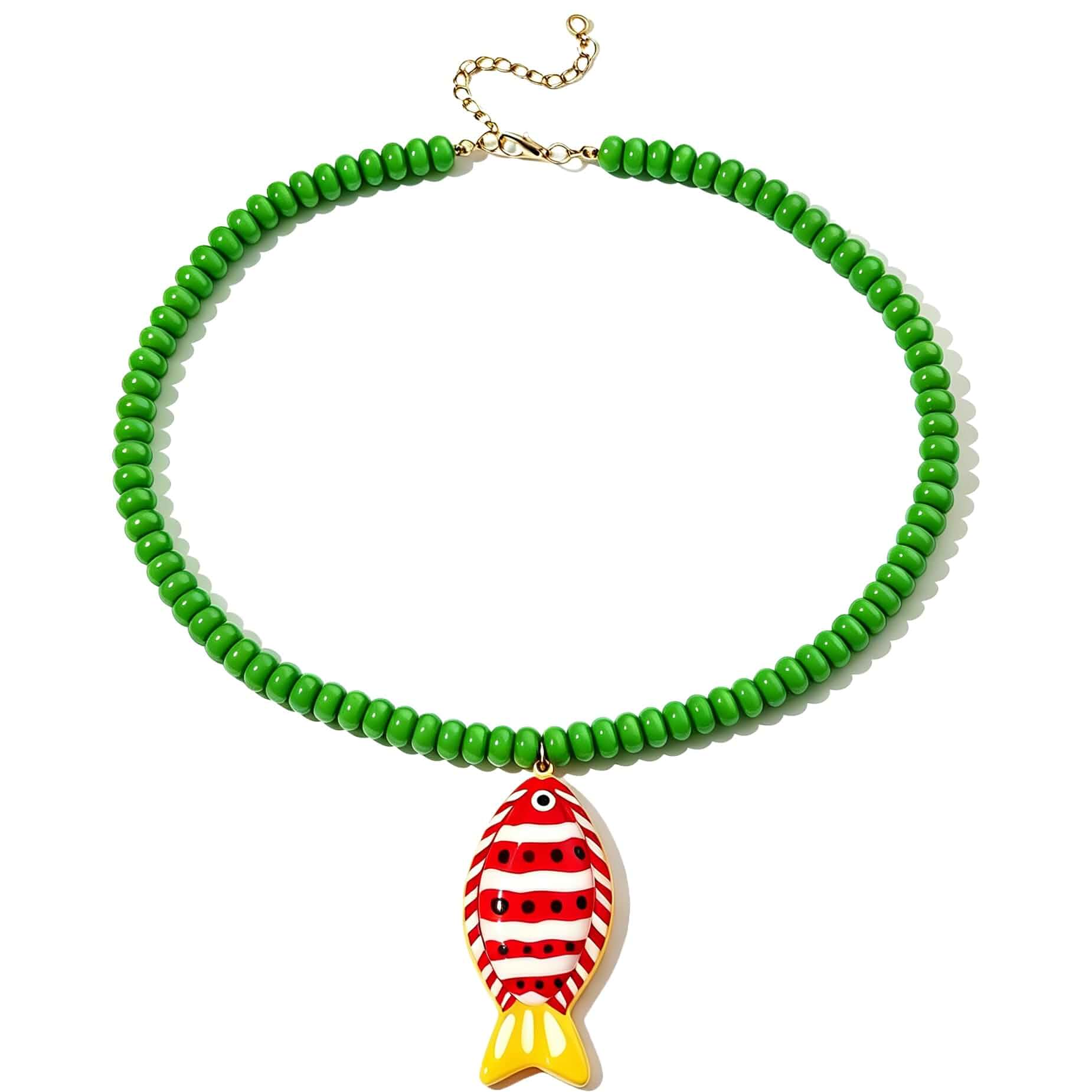 Colorful Trendy Beaded Fish Necklace for Women,Cute Chunky Dopamine Fashion Boho Summer Beach Accessories Gifts