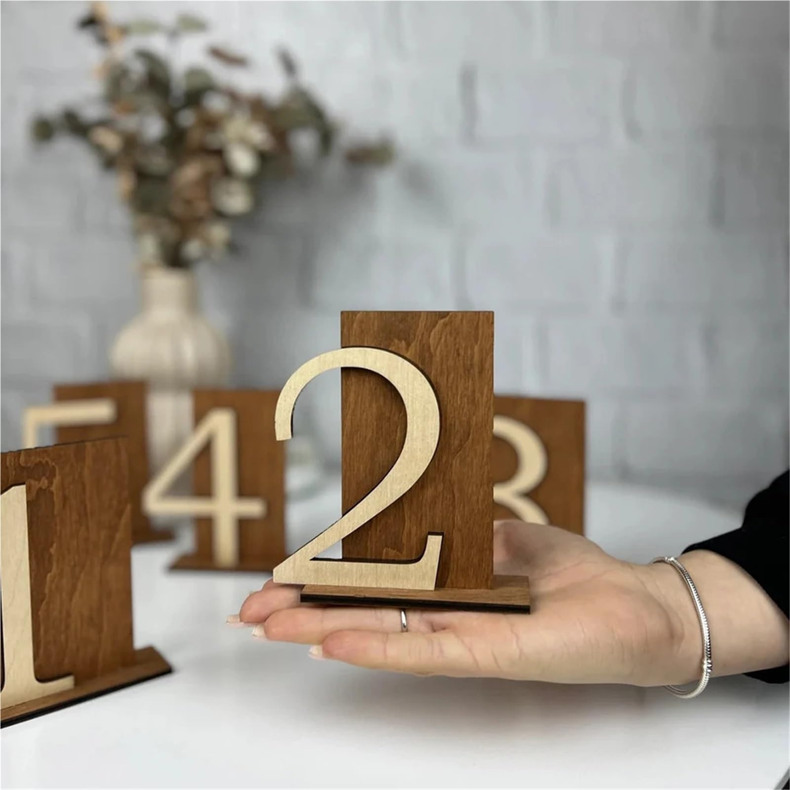 1-35 placas de números mesa madera, letrero boda, señalización recepción, decoración restaurante, accesorios for fotografías fiesta en el jardín Para Restaurantes Y Cafeterías(Tables 1-35)