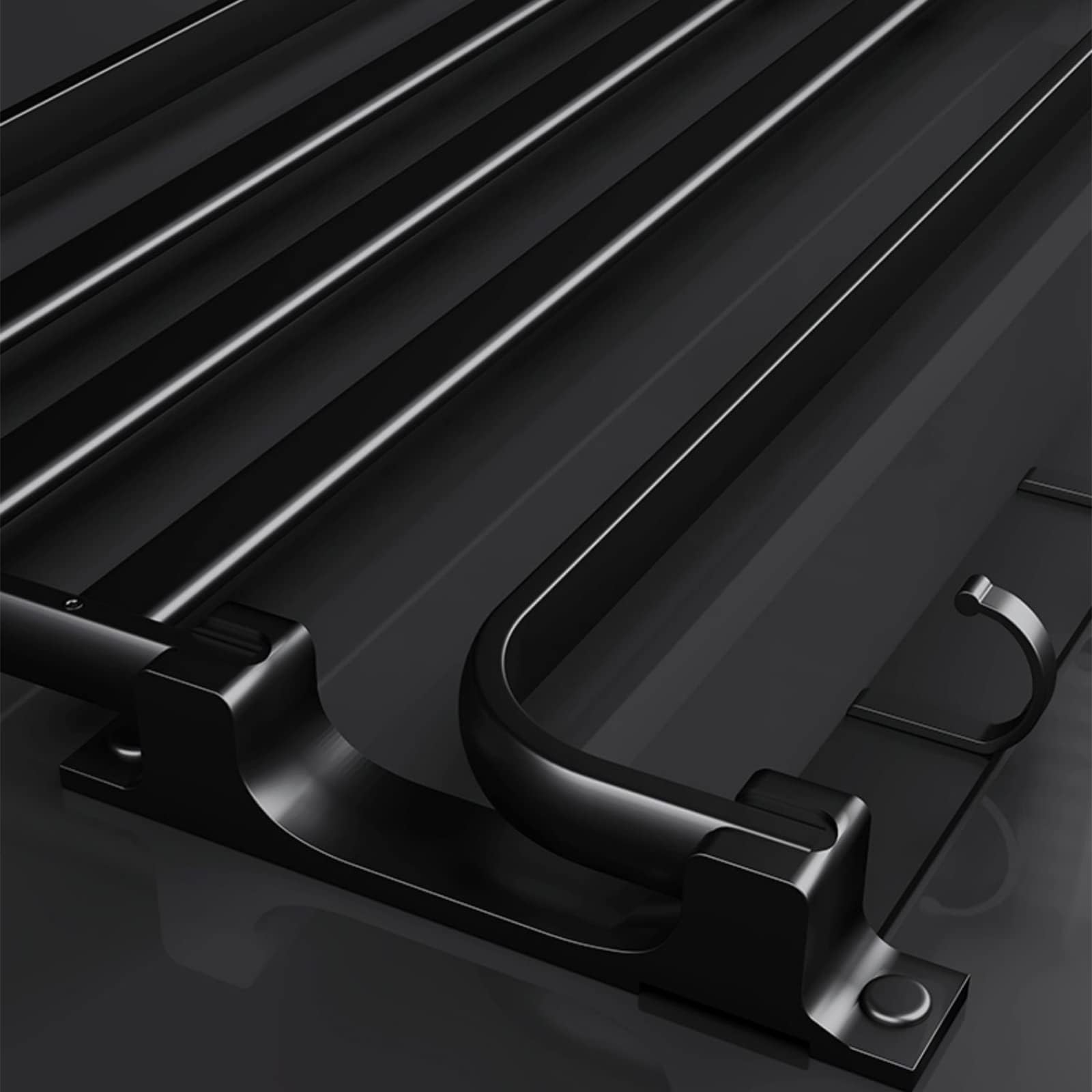 Portasciugamani Adesivo Da Parete - 5 Ganci, Nero, Senza Fori, Per Bagno