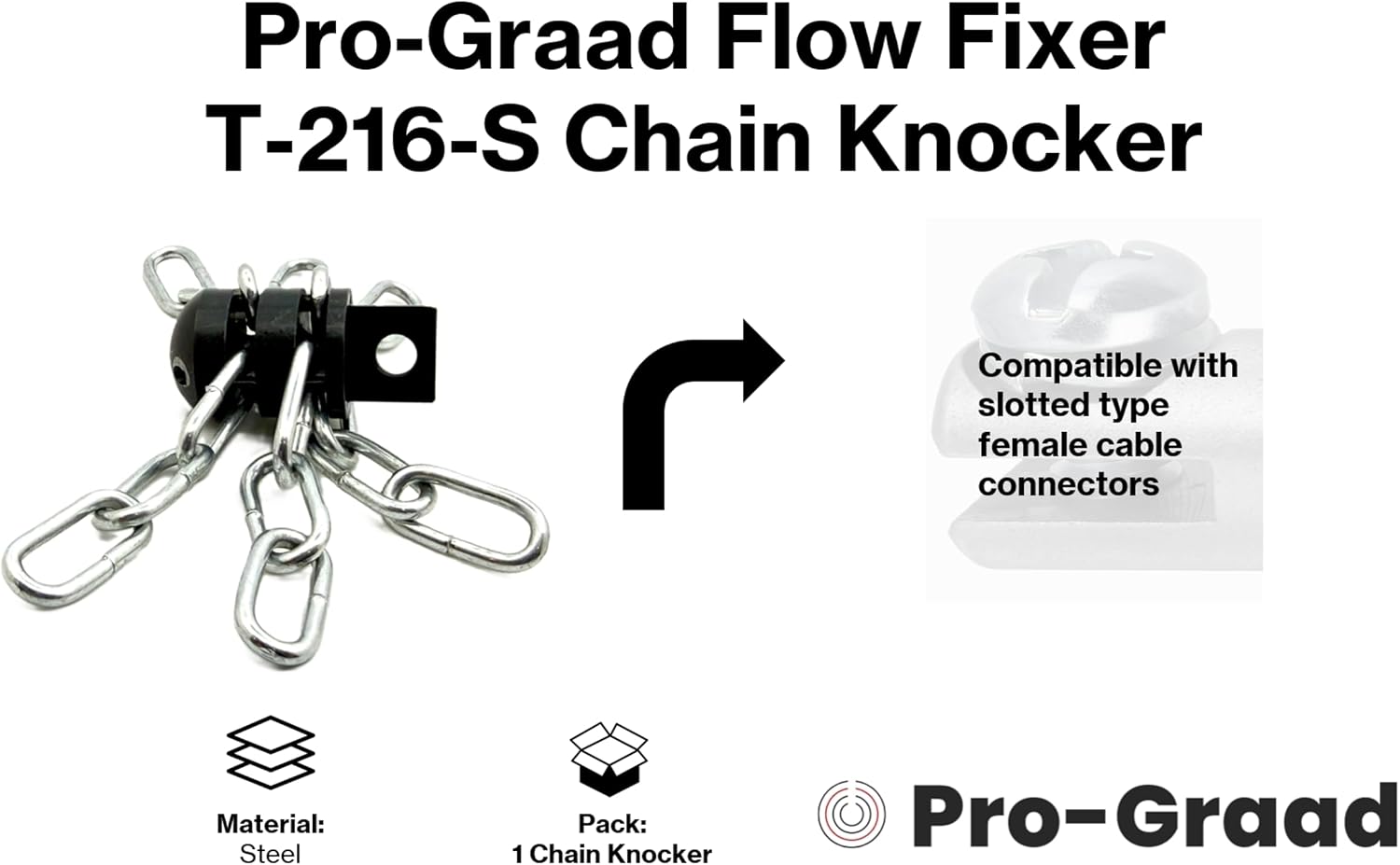 FlowFixer T-216-S 2" Chain Knocker Drain Cleaning Head Slotted Connector | Heavy Scale Removal | Fits 3/8”, 1/2" or 9/16” Cables, Commercial & Residential Use