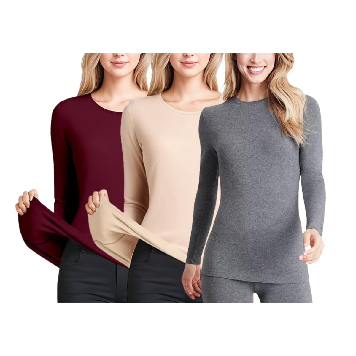 Kit 3 Blusa Térmica Manga Longa Feminina Peluciada Inverno