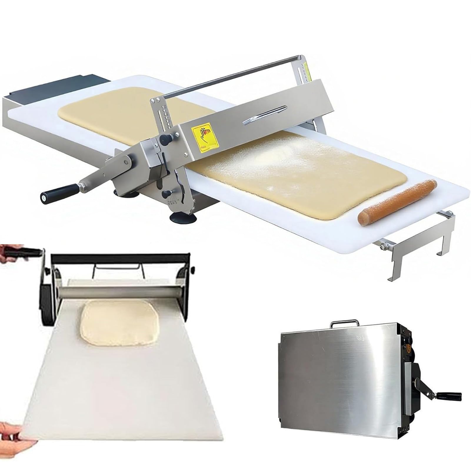 SUYUDD Foldable Dough Sheeter, Manual Stainless Steel Pastry Roller with Adjustable Thickness 0-27mm, 30x60cm/40x90cm Board for Pizza Dough, Croissants, Puff Pastry, Commercial & Home Use