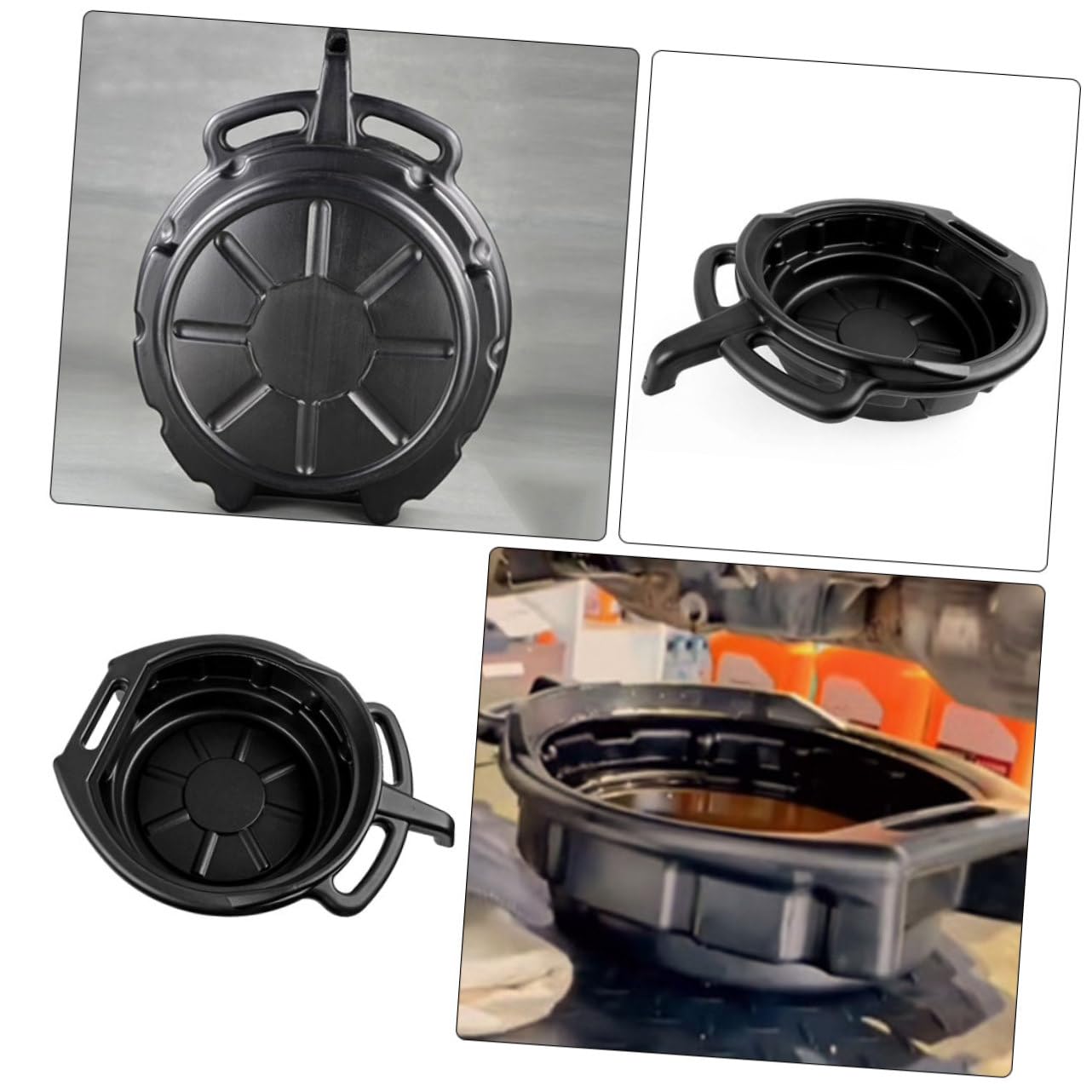 PLAFOPE Bandeja de Drenaje de Aceite Material PE Resistente para Coche 2 Piezas para Reparación y Cambio de Aceite Capacidad 10l y 15l Fácil Instalación
