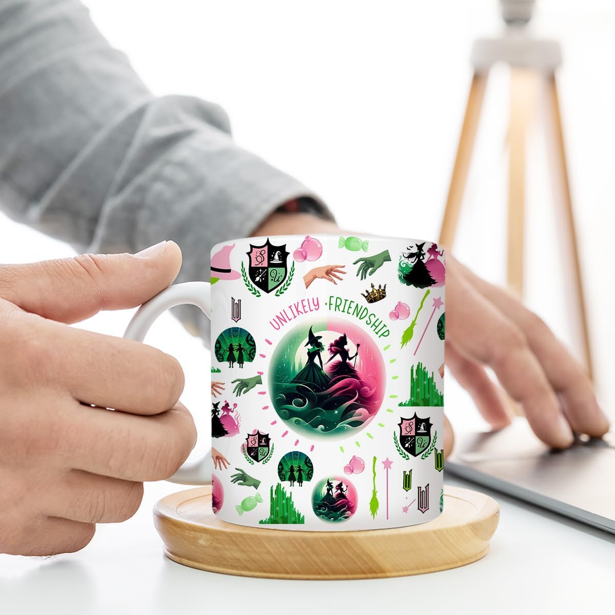 Witch Merch Coffee Mug, Broadway Musical, Witch Gifts for Girls, Women, Elphaba And Glinda Fans, Movie Lovers, Witch Merchandise, Unlikely Friendships, 11 oz Ceramic Cup - Image 3