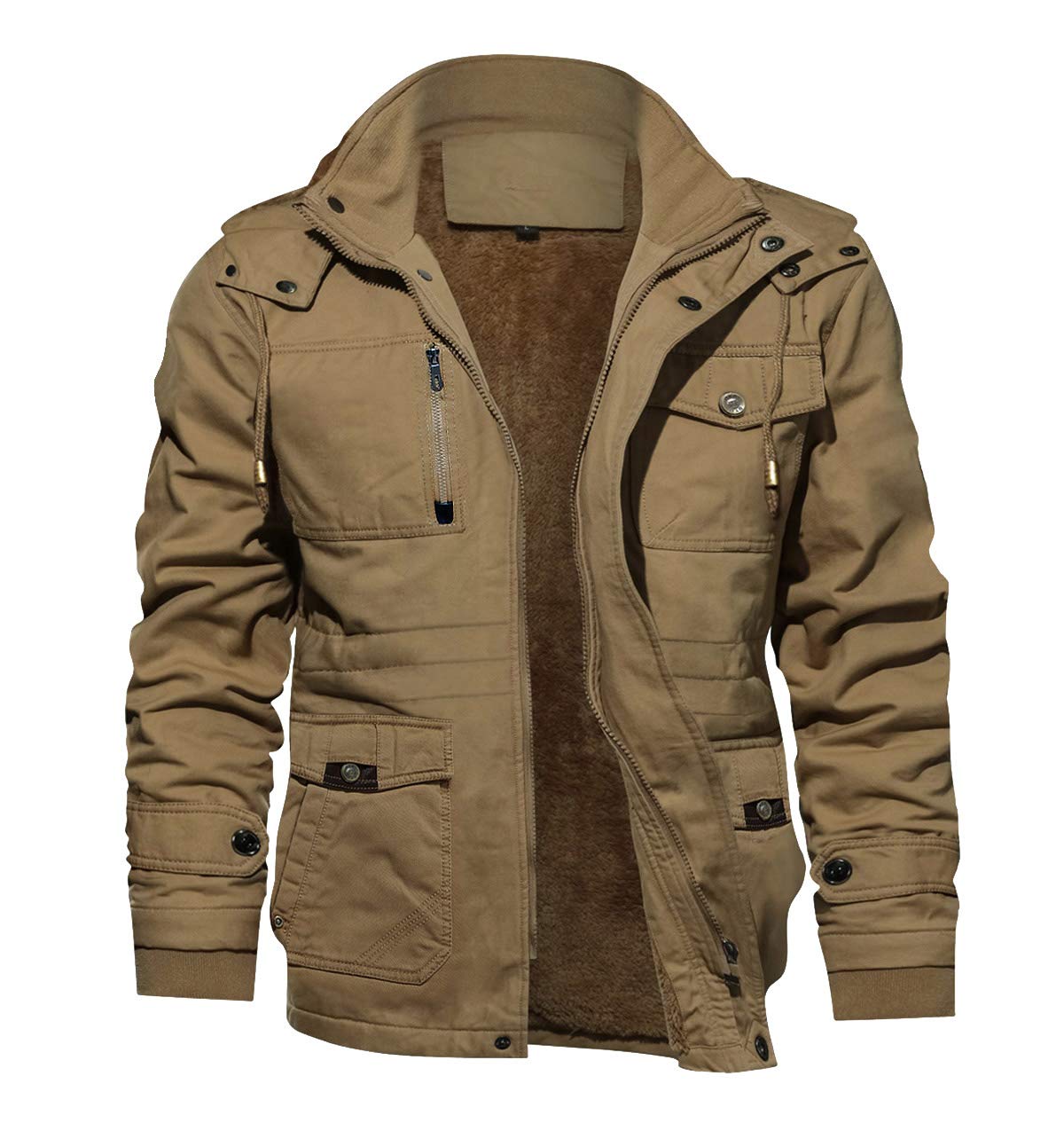 KEFITEVD Parka de invierno para hombre Chaqueta abrigada de invierno con capucha extraíble Abrigo forrado Chaqueta de transición de invierno con forro polar Chaqueta