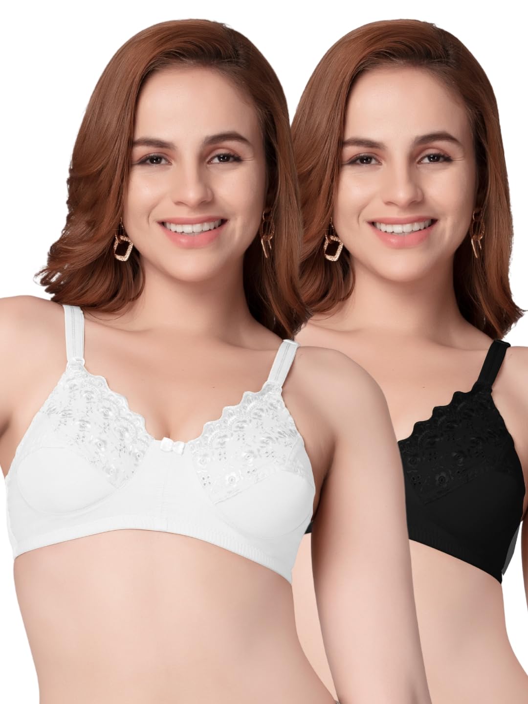 daisy dee Women's Cotton Lace Non Padded Net Wirefree Full Coverage Lace Bra - Gloria-picture-43