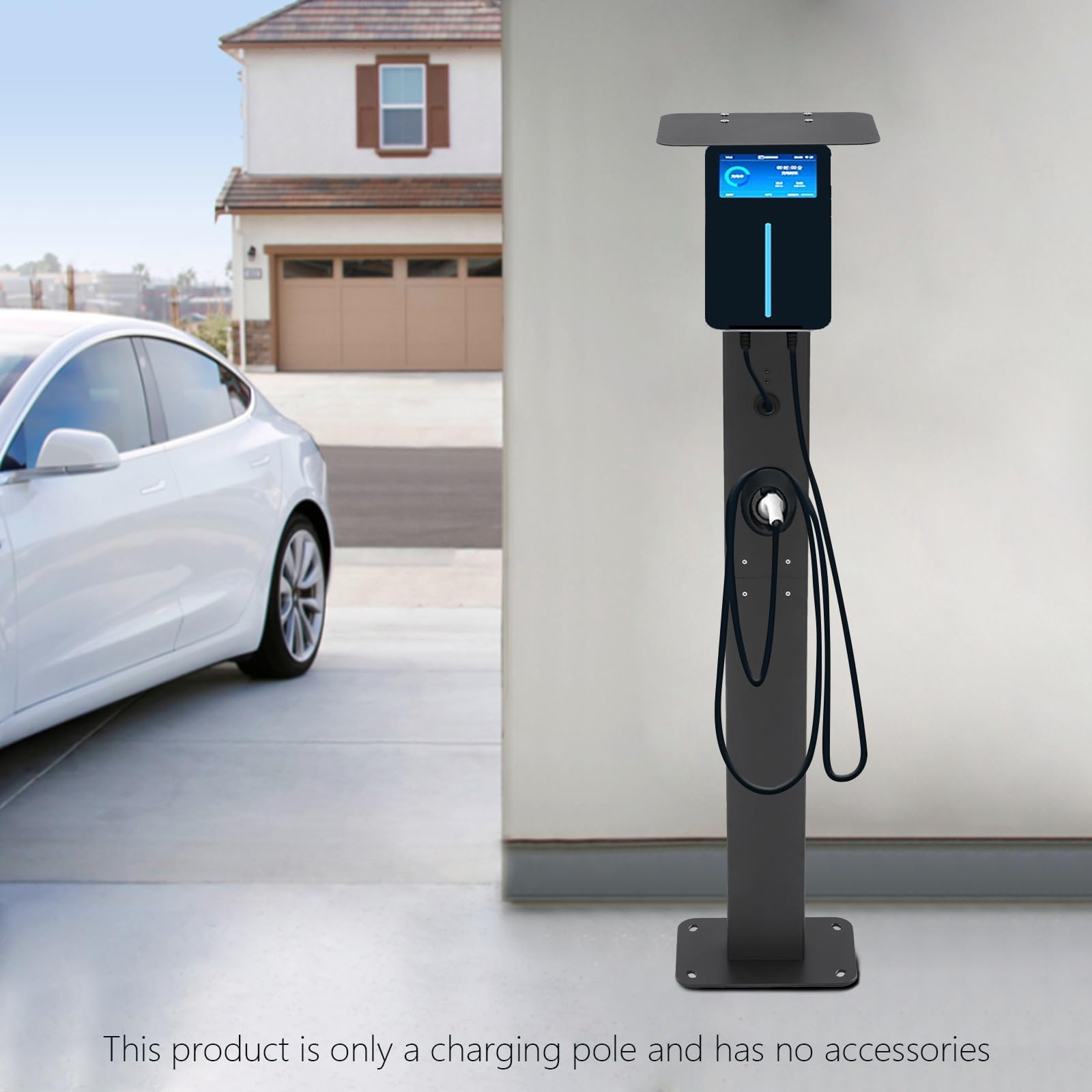 Stacja ładująca EV, Pedestal Mount, kolumna ładowania pojazdu, uniwersalna wysokiej jakości podstawa ścienna z aluminium do stacji ładowania pojazdów elektrycznych, wymiary: 28 x 21 x 130,5 cm
