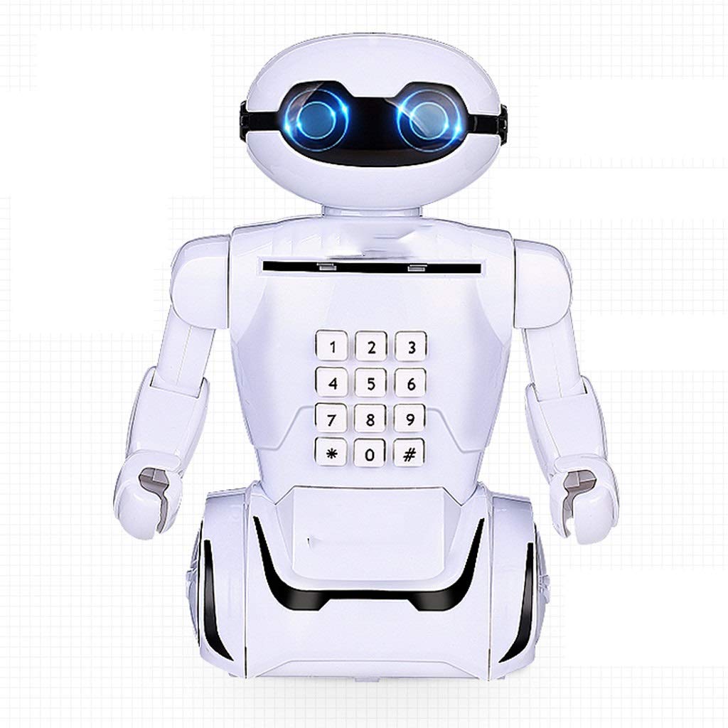 NYKK Kids Money Box Children's Anti-Fall Piggy Bank Creative Robot Password Box Deposit Machine Pigg