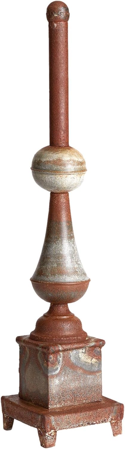 MY SWANKY HOME Rustic Weathered Galvanized Metal Finial Sculpture Rust Spindle Vintage Style