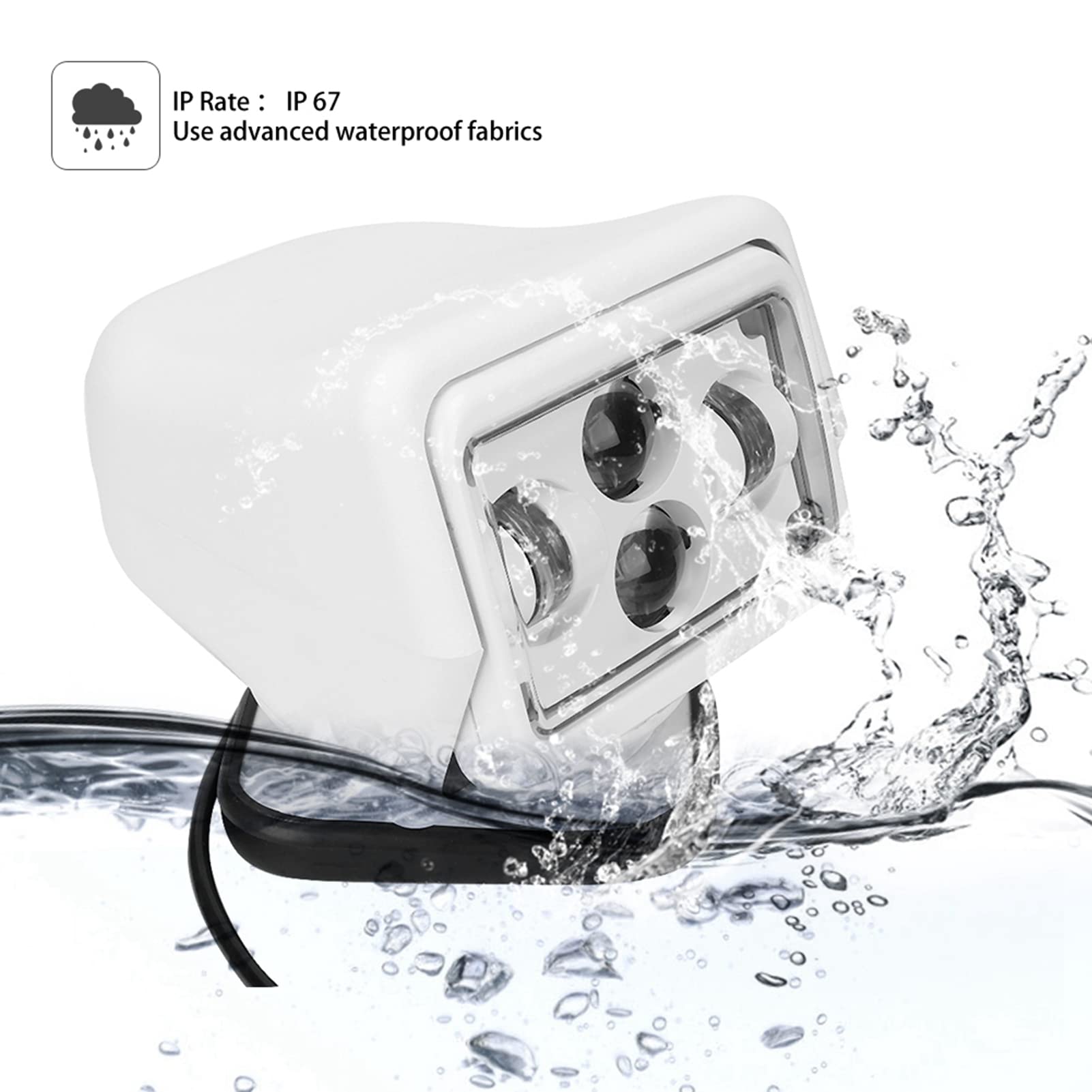 Fydun Luz de Búsqueda Marina,Reflector LED,60W LED Luz de Búsqueda con Control Remoto para Coche Foco para Exteriores para Coche Barco