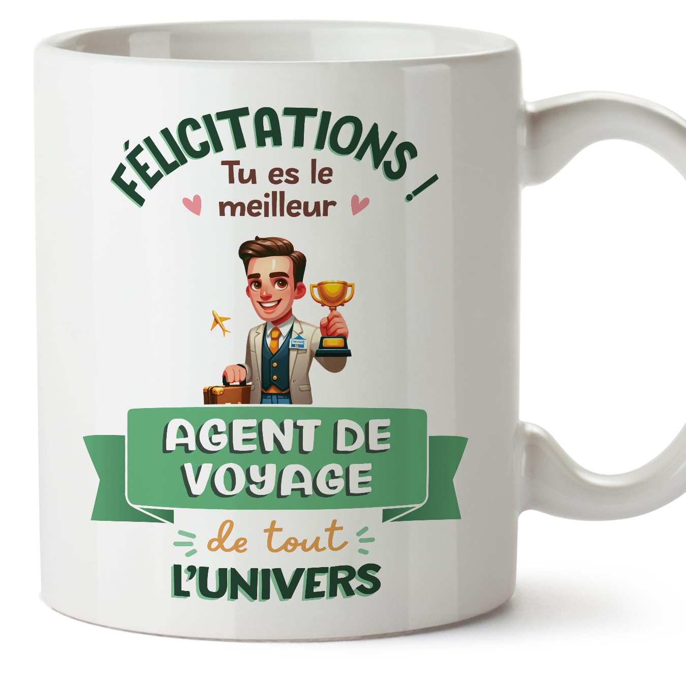 MUGFFINS Travel Agent Man Mug - in French - Meilleur Univers Trophée - Funny Gift for Colleagues - Ceramic 11oz Mug — image 1