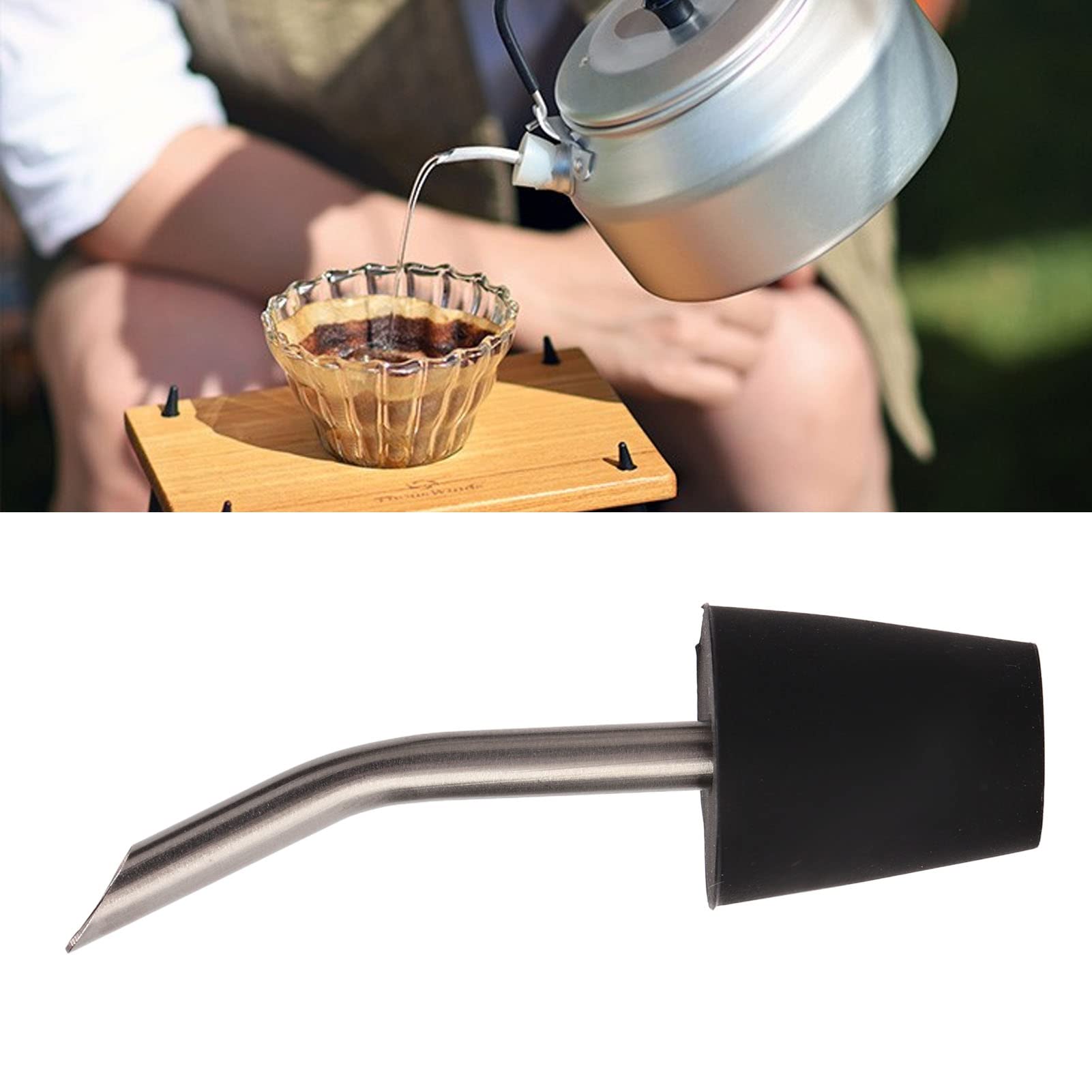 lvifloae Stainless Steel Liquor Pour Spouts Tapered Spout, Stainless Steel Bottle Pourer Liquor Pour Spout Replacement Accessories Extension with Dust Cap for Coffee Alcohol Black (Black)