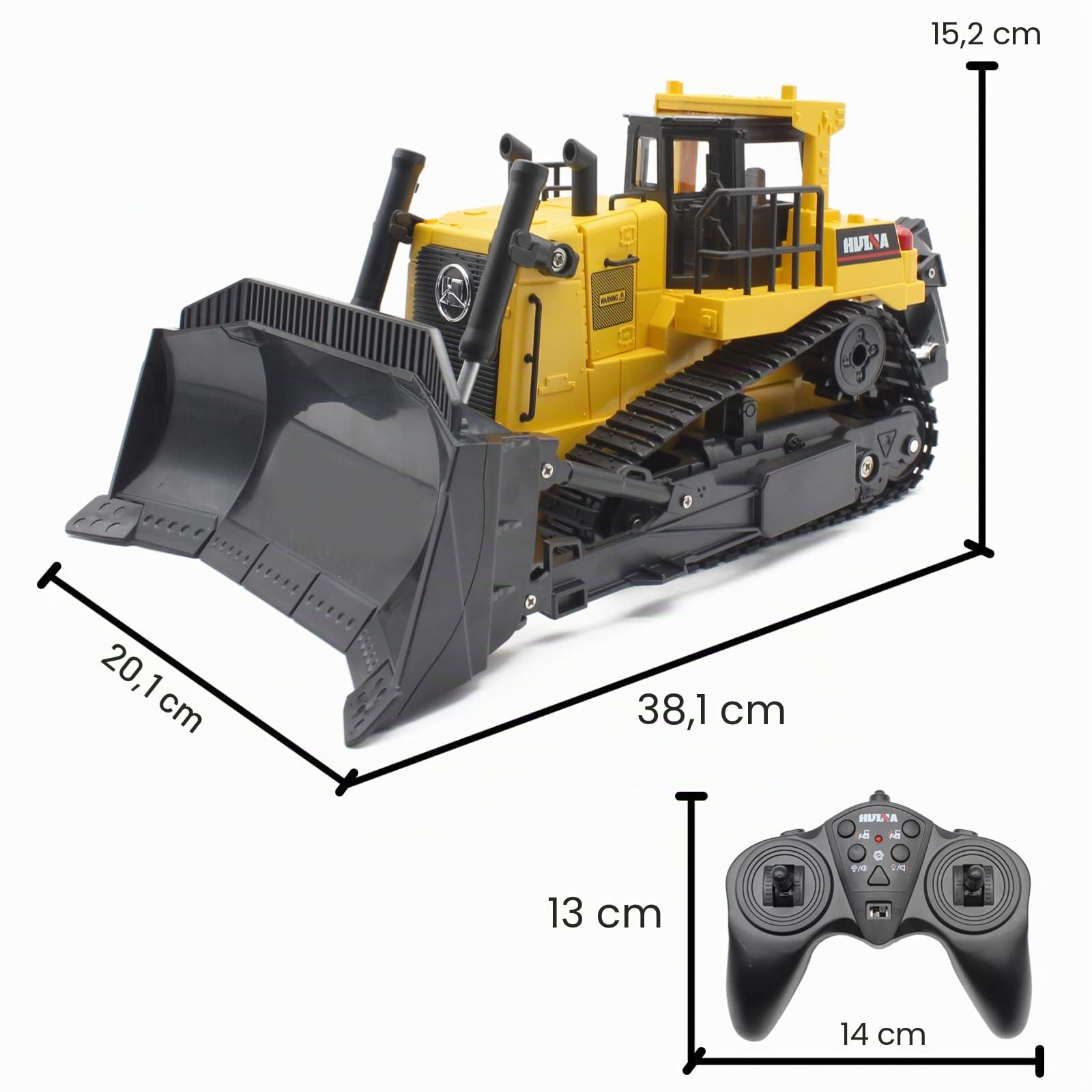 Mostop Juguete excavador de construcción con Control Remoto, 9 canalescompletamente Funcional, niveladora de Carga Frontal RC de 2,4 GHz para vehículos de construcción con luz y Sonido