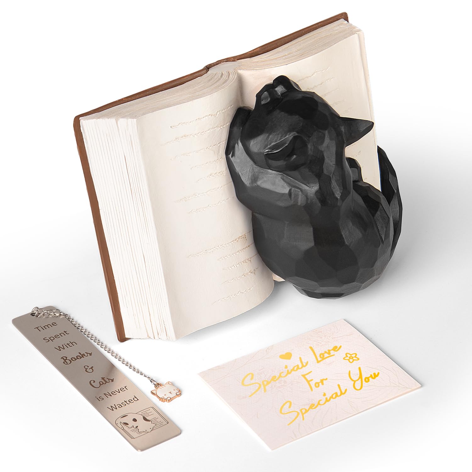 Regalos para amantes de los gatos, regalos para amantes de los libros, figuras de gato negro, decoración de gatos, regalos para amantes de los libros, mujeres, regalos conmemorativos de